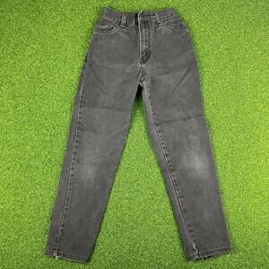 Vintage Action West Girls Charcoal Gray Denim Ankle Zip Tapered Jeans Sz 8S
